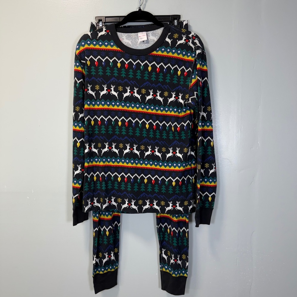 Hanna Andersson Womens Pajama Set Medium Holiday Reindeer Fair Isle Cotton